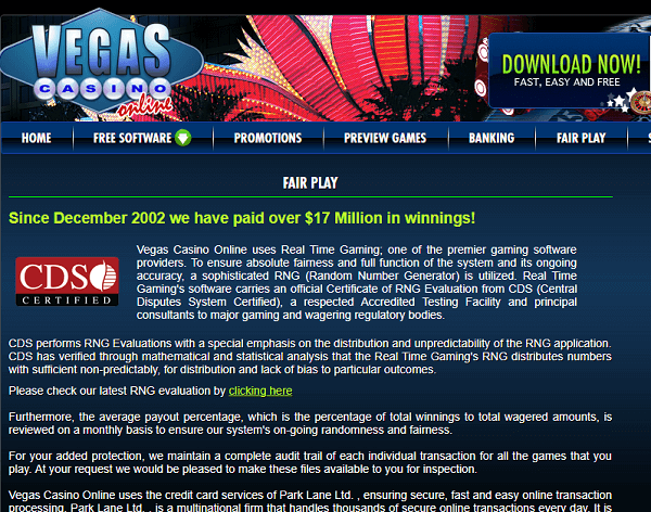 Vegas OnlineCasino Fair Play